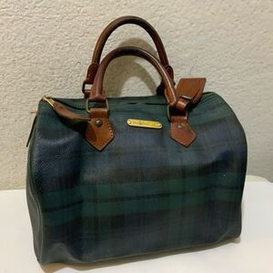 Polo Ralph Lauren Vintage Bag  Pvc Checkered Pattern Top Handle Travel Bag